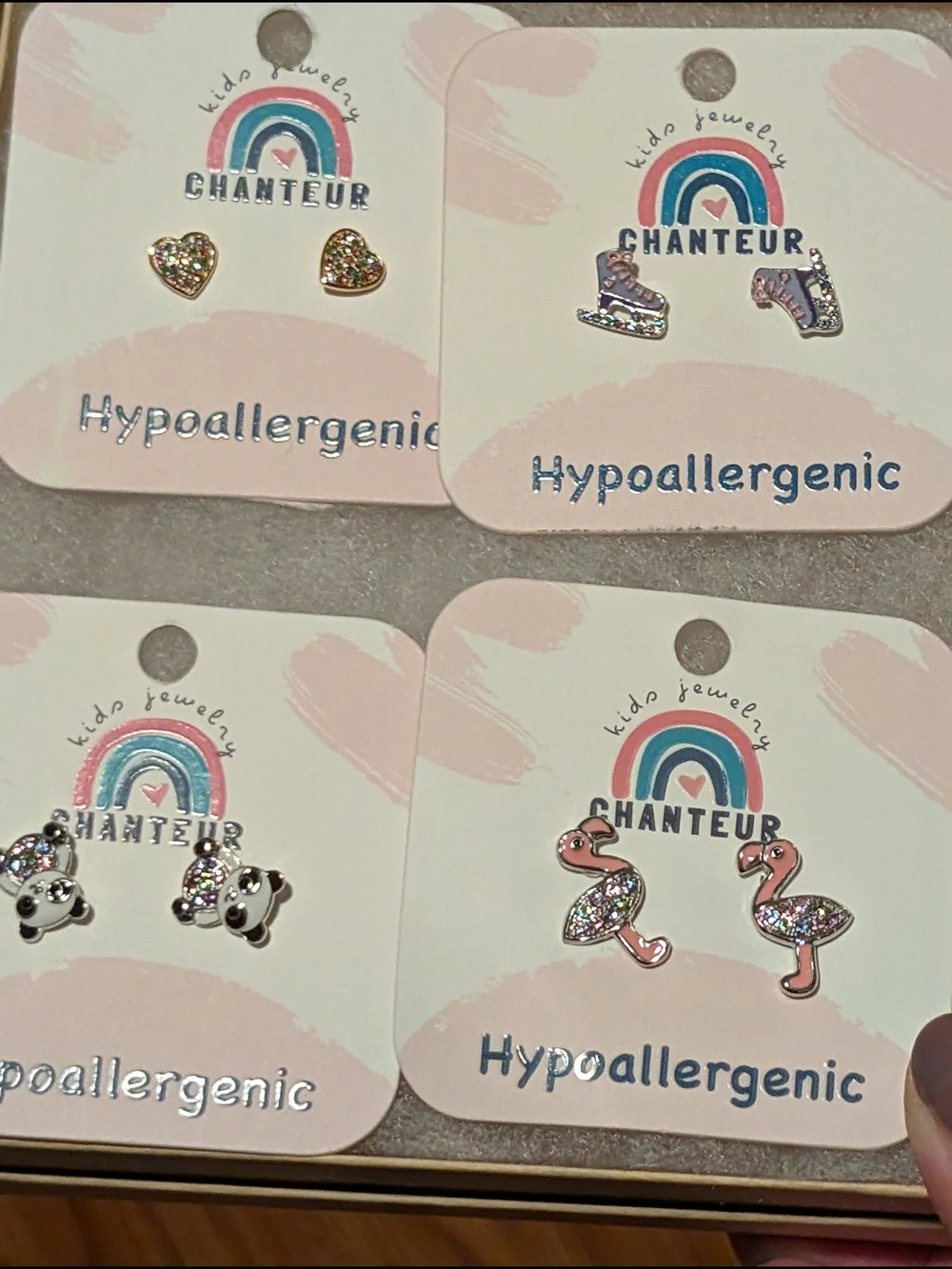 4 set Of Chanteur Hypoallergenic Kids Stud Earrings